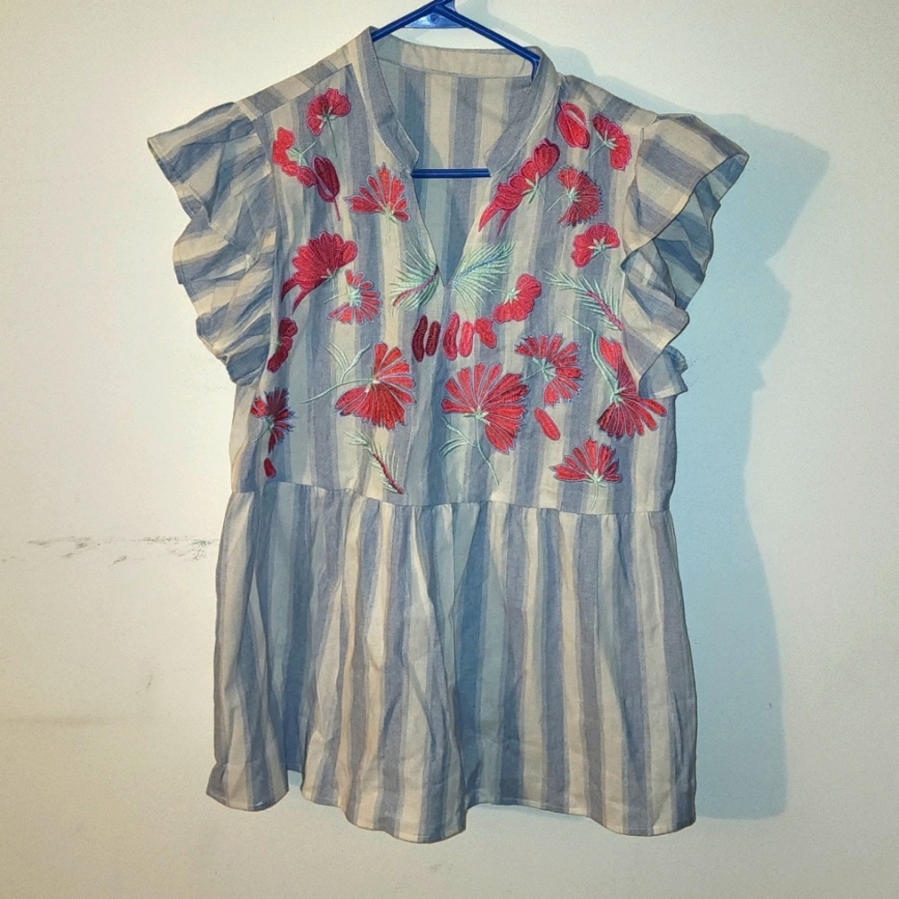 Ruffle Sleeve Blouse New Size L